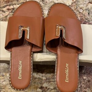 Women's Golden Brown Slide Sandals by Eternal and Love Size 6 (or 37 EU); NWT